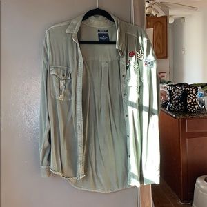 American Eagle Embroidered Utility Shirt